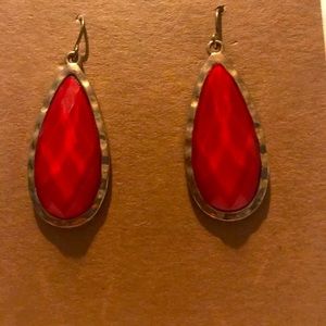 Red and gold drop earrings